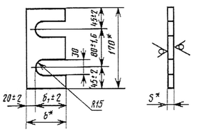 чертёж планки упорной У-1 ГОСТ 24741-81